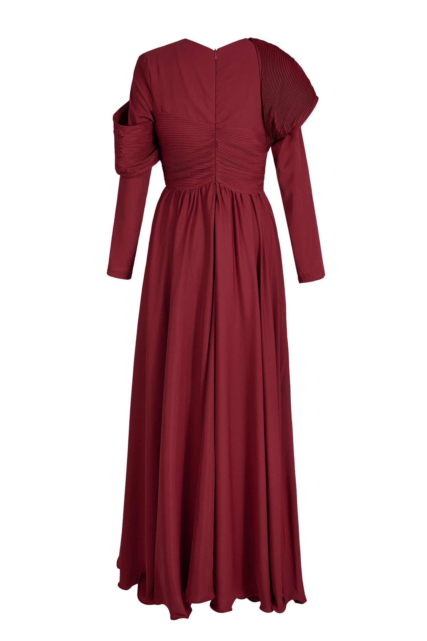 Solid Ruched 3D Flower Maxi Dress