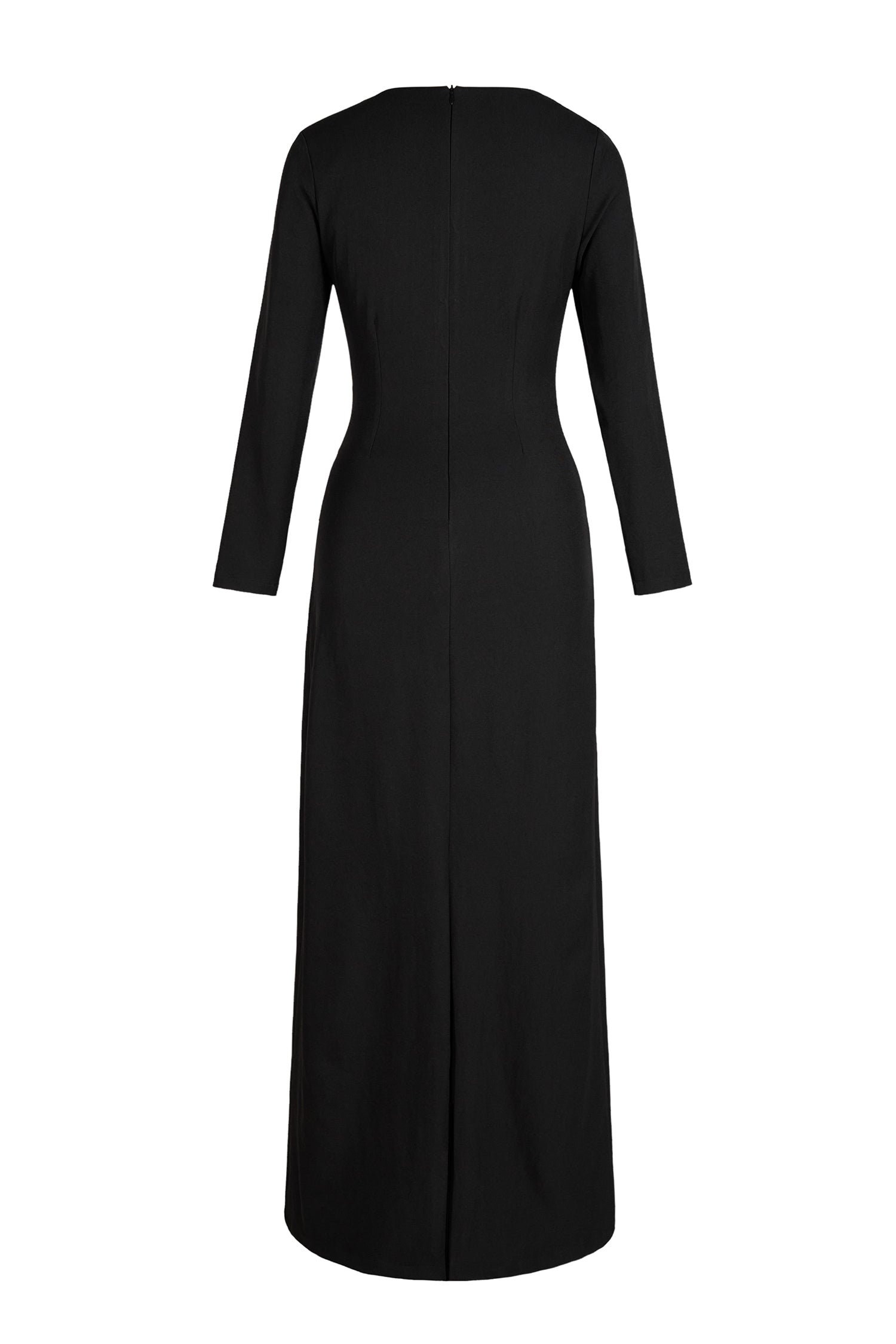 3D Flower Solid Long Sleeve Maxi Dress