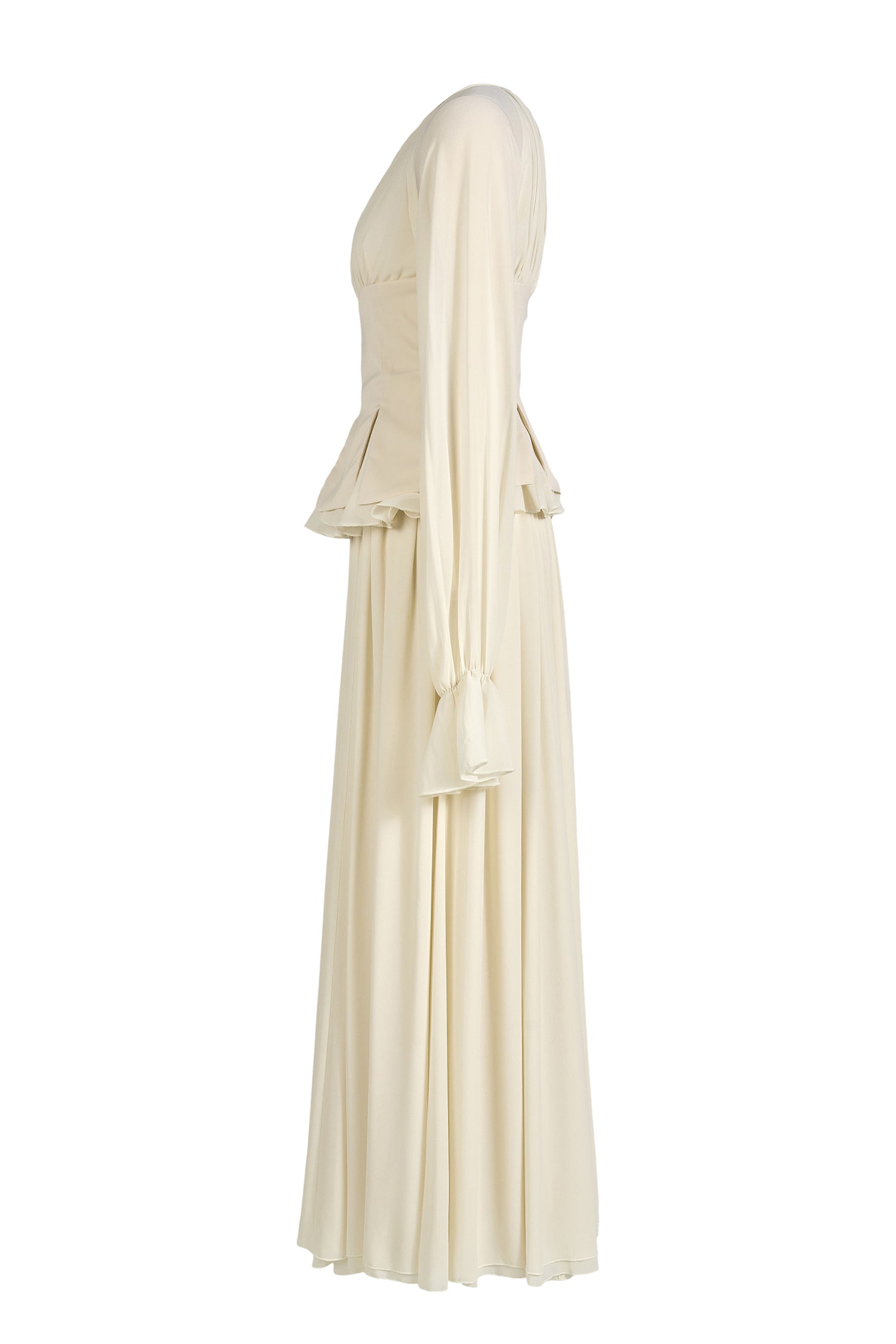 Chiffon Ruched Ruffle Top & Maxi Skirt Set