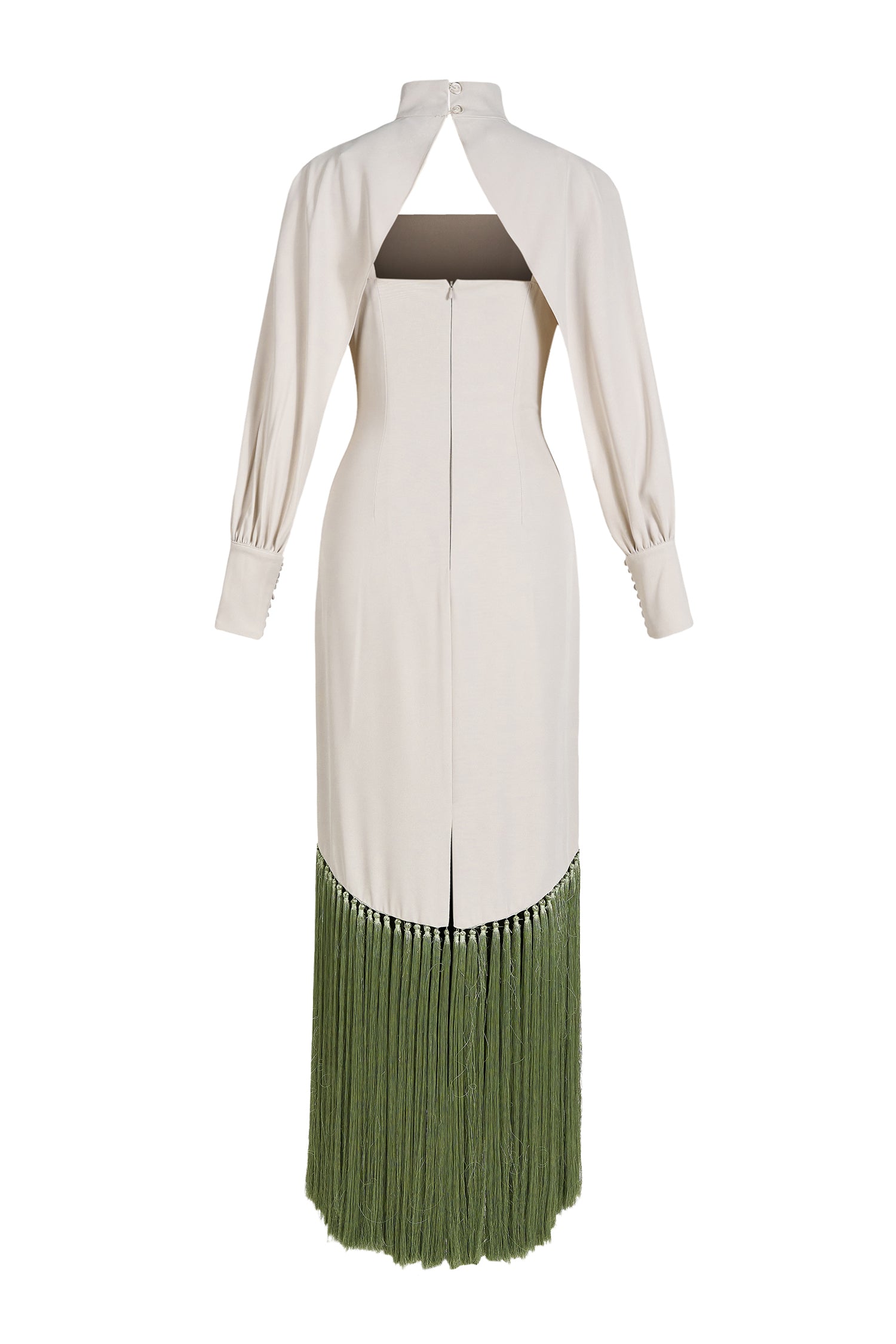 Tassel Slip Midi Dress With Cape