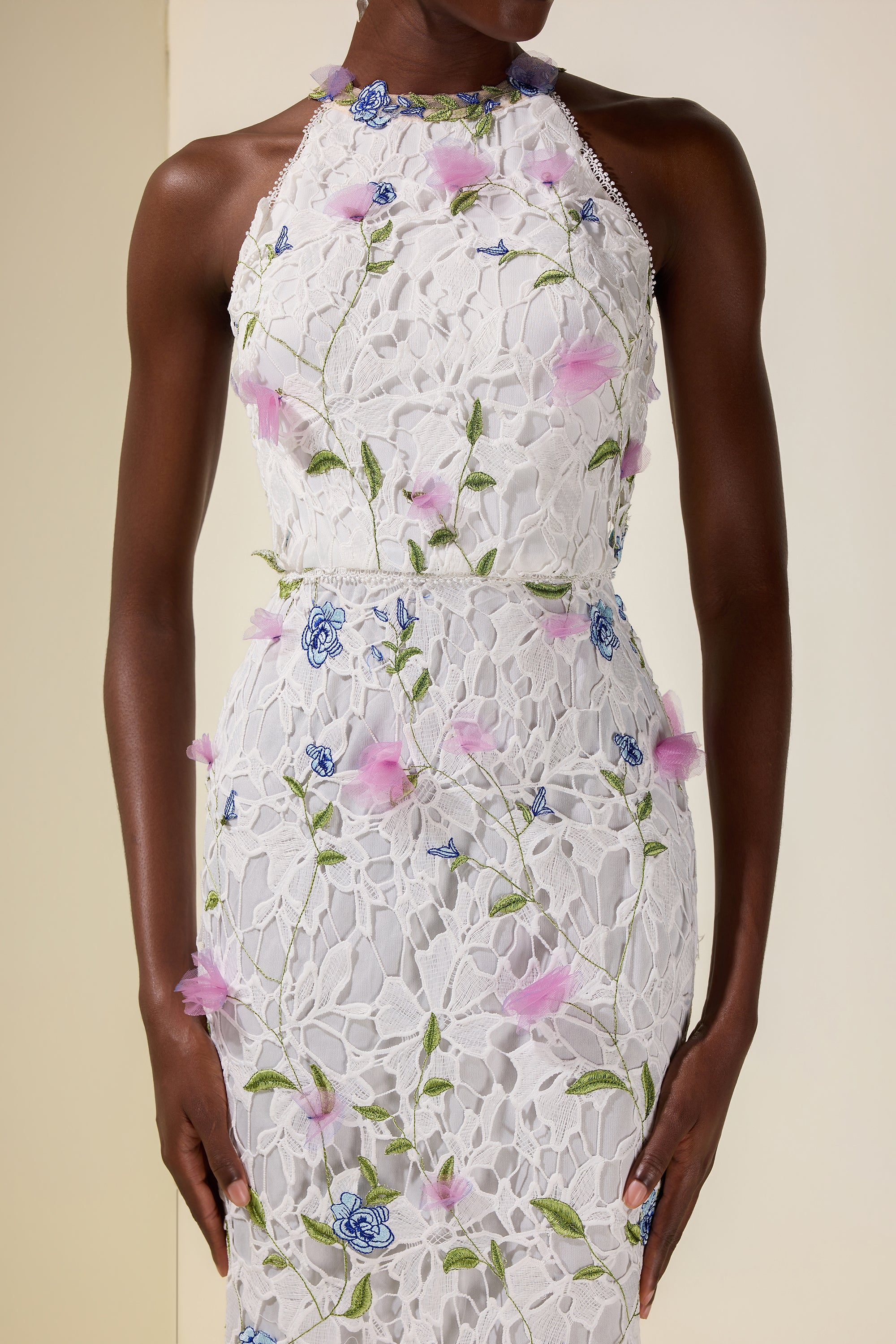 Lace Embroidered Sleeveless Maxi Dress