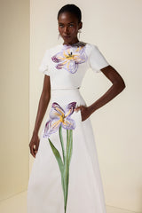 Appliquéd Round Neck Top & Maxi Skirt Set