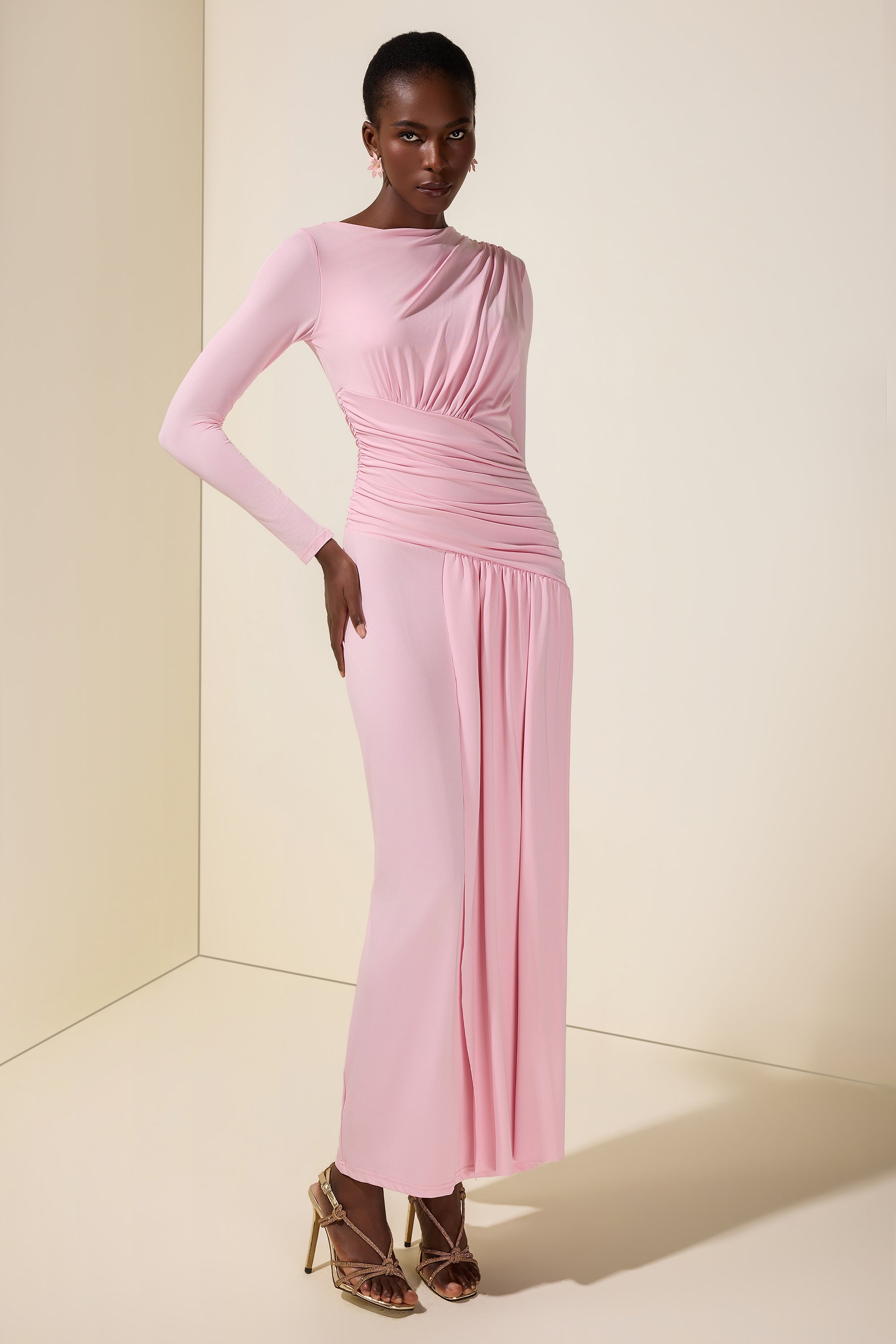 Jersey Long Sleeve Maxi Dress