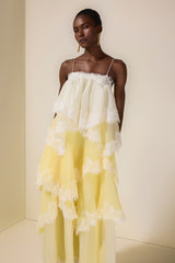 Chiffon Gradient Color Lace Maxi Dress
