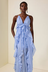 Shell Tassel Ruffle Maxi Dress