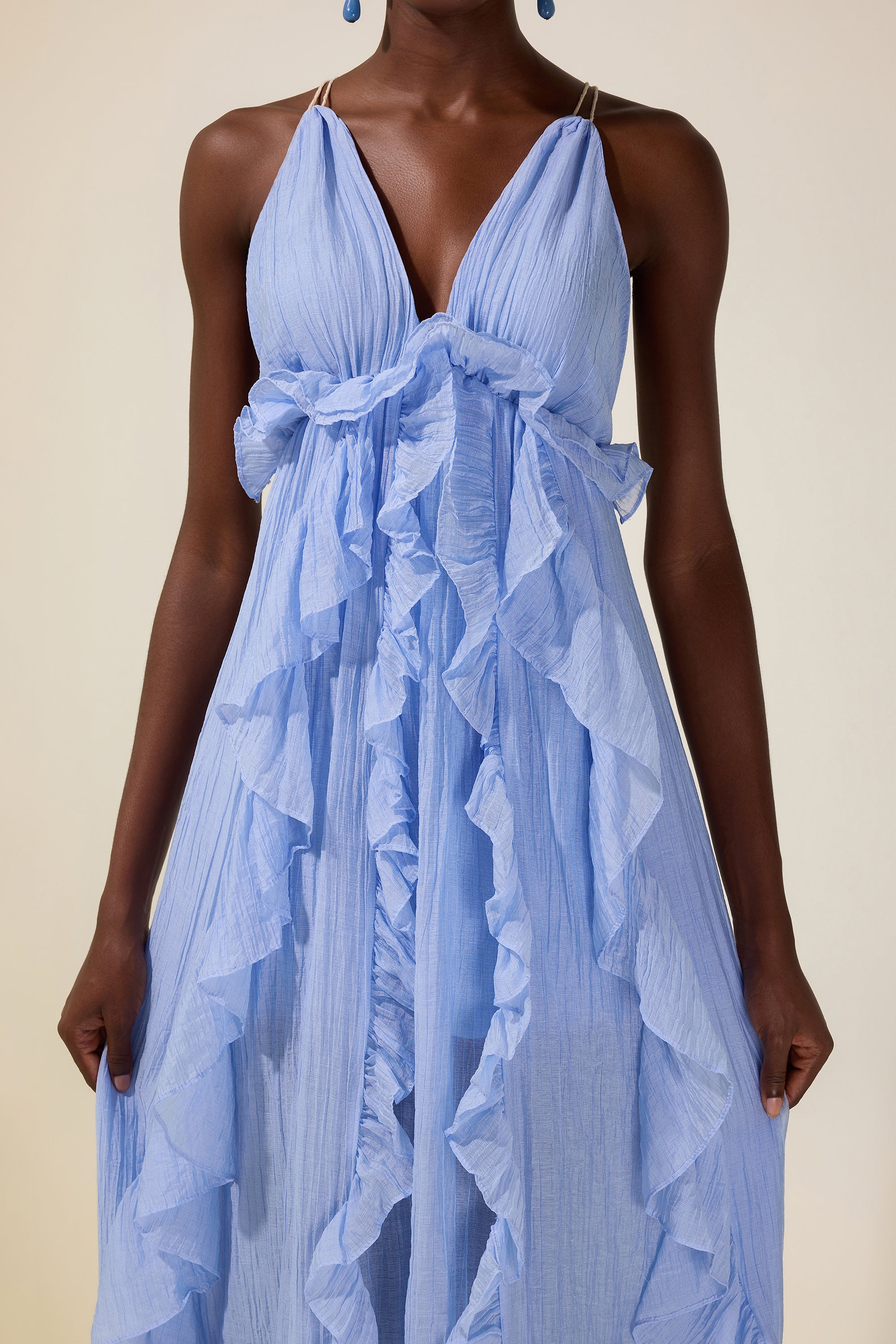 Shell Tassel Ruffle Maxi Dress