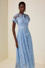 Lace Butterfly  Pleated Midi Dress