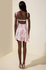 Floral Frill Strapless Mini Dress