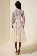 Paisley Print Button Midi Dress With Belt