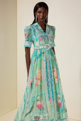 Floral Flapped Midi Dress With Belt