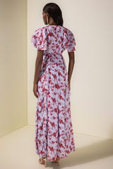 Floral Chiffon Ruffle Maxi Dress