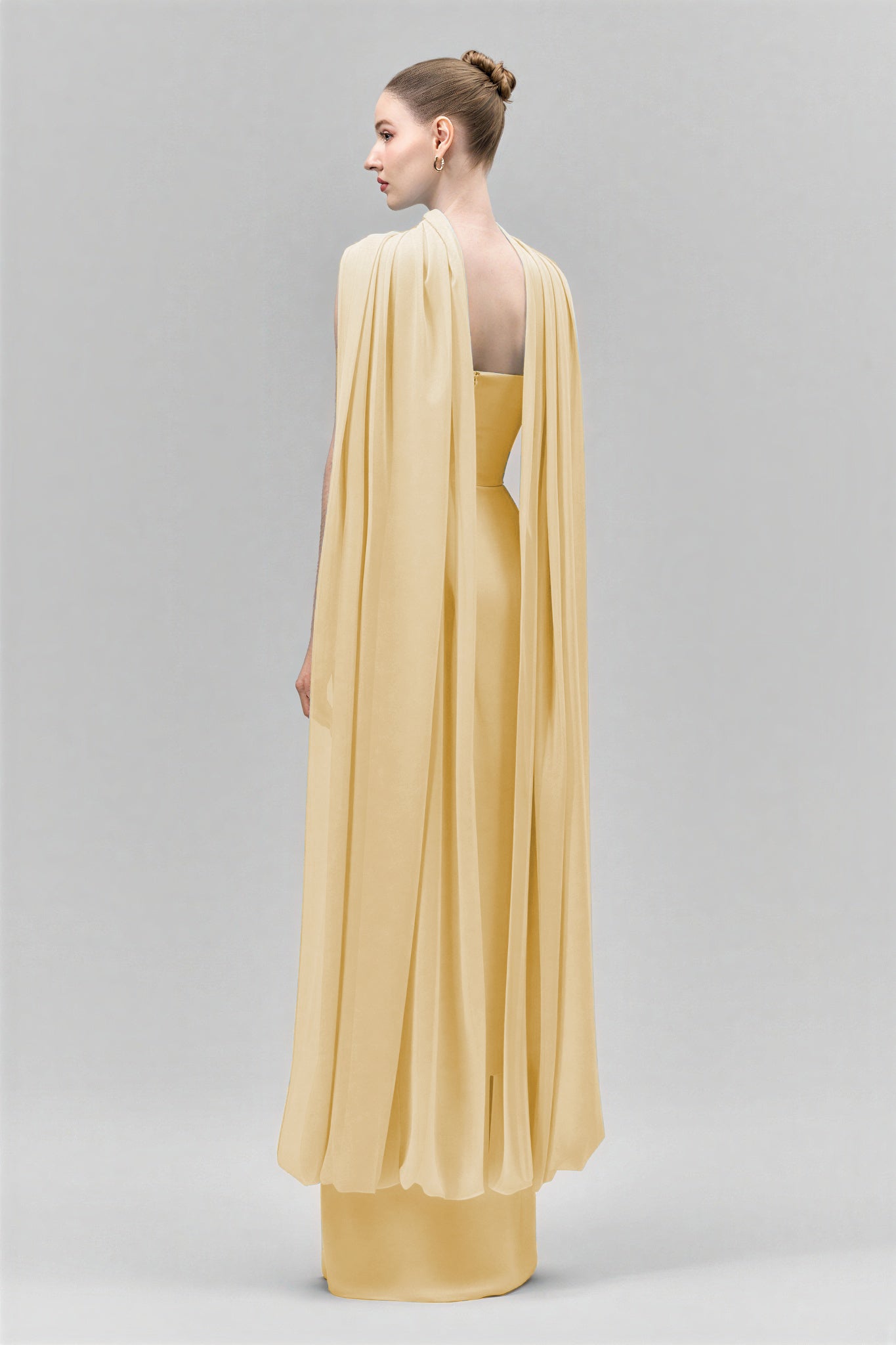 Chiffon Off-Shoulder Ruched Maxi Dress