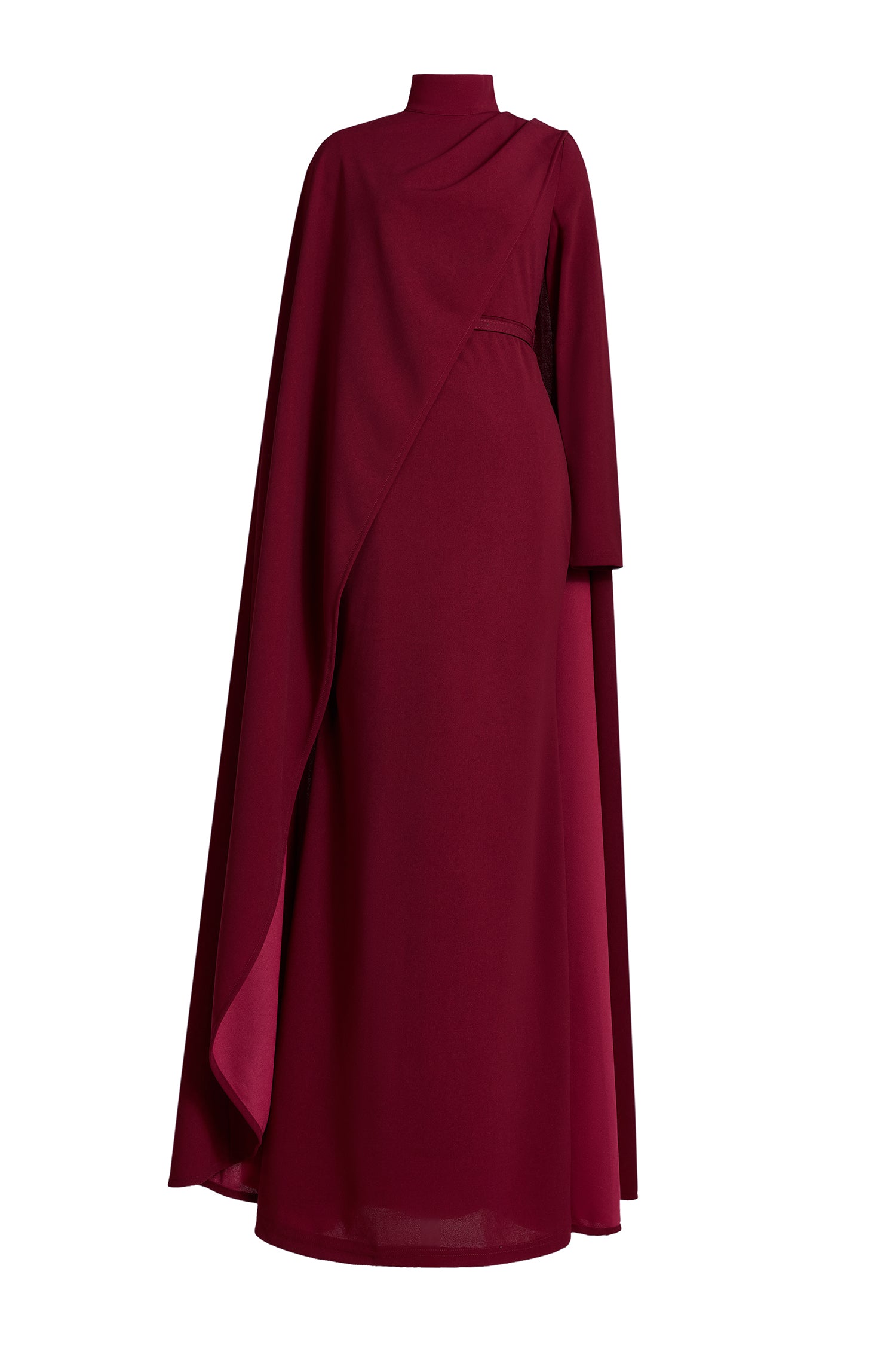 Cape Asymmetrical Ruched Maxi Dress