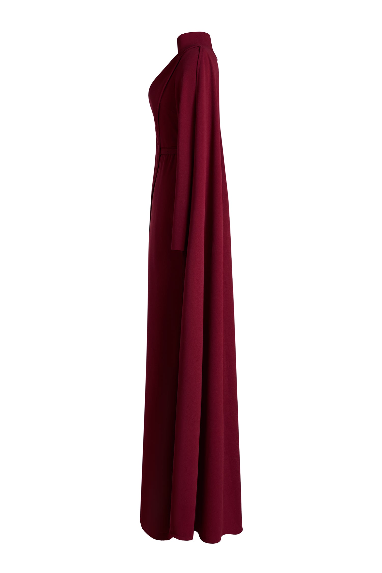 Cape Asymmetrical Ruched Maxi Dress