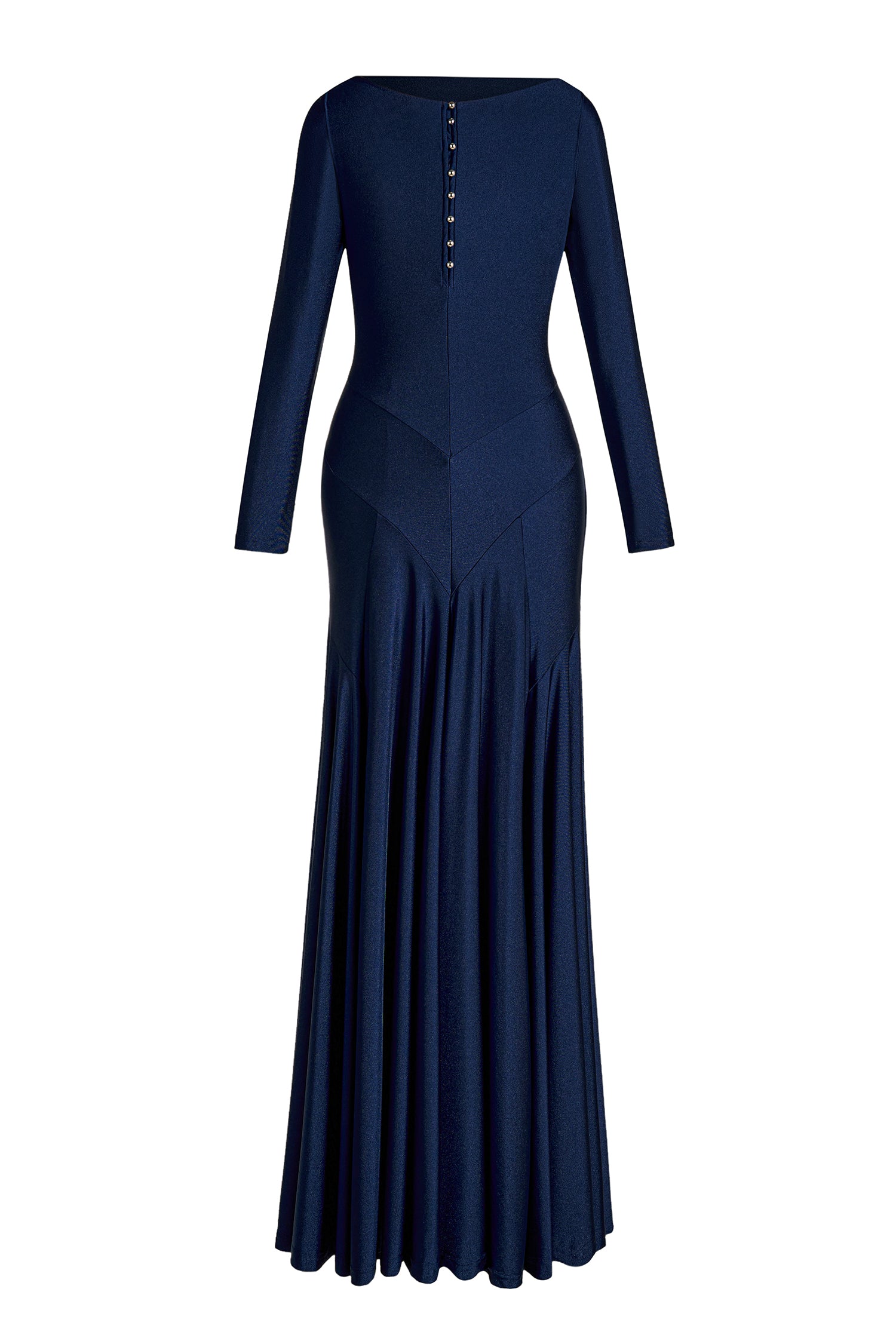 Solid Long Sleeve Metal Button Maxi Dress