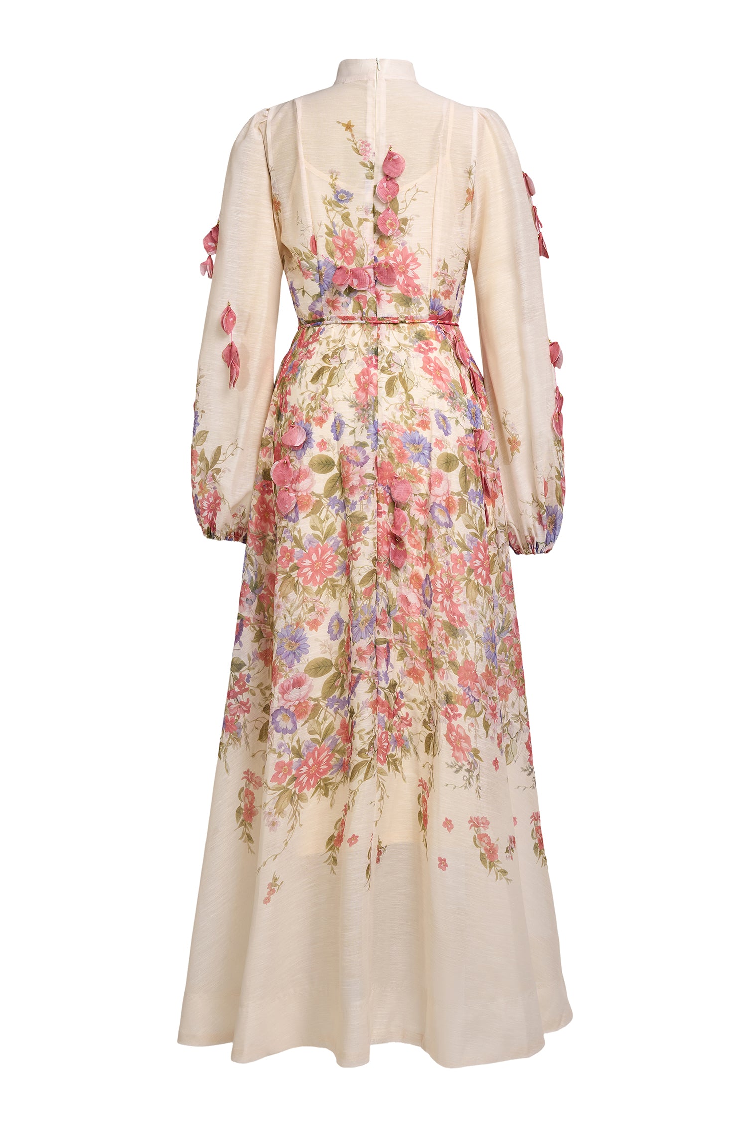 Floral Beaded Single Breasted Maxi Dress