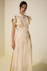 Sleeveless Ruffle Lace Top & Midi Skirt Set