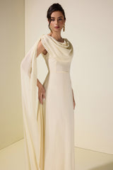 Chiffon Cape Sleeve Maxi Dress
