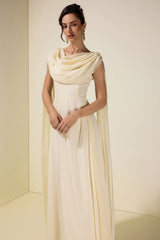 Chiffon Cape Sleeve Maxi Dress