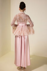 Sequin Lace Blouse  & Satin Slip Maxi Dress Set