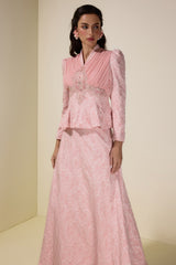 Jacquard Rivet V-Neck Top & High Waist Maxi Skirt Set
