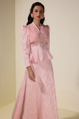 Jacquard Rivet V-Neck Top & High Waist Maxi Skirt Set