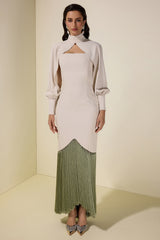 Tassel Slip Midi Dress With Cape