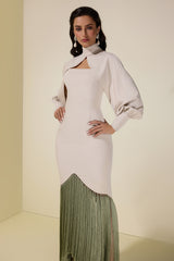 Tassel Slip Midi Dress With Cape