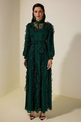 Lace Splicing Chiffon Maxi Dress