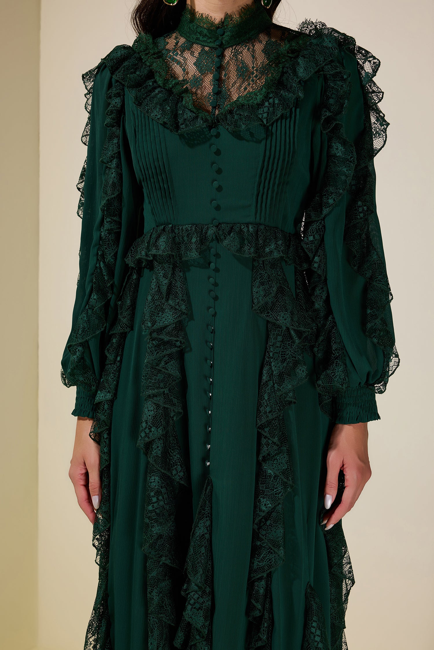 Lace Splicing Chiffon Maxi Dress