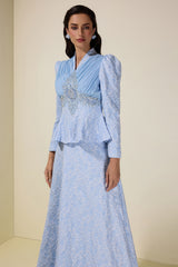 Jacquard Rivet V-Neck Top & High Waist Maxi Skirt Set