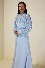 3D Flower Pleated Midi Dress With Belt