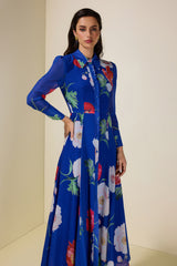 Floral Single Breasted Flapped Midi Dress