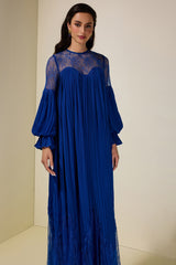 Chiffon Splicing Lace Lantern Sleeve Maxi Dress