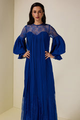 Chiffon Splicing Lace Lantern Sleeve Maxi Dress