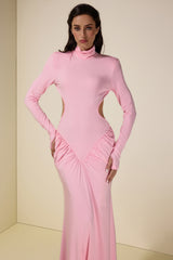 Solid Gathering Cut-Out Maxi Dress