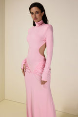 Solid Gathering Cut-Out Maxi Dress