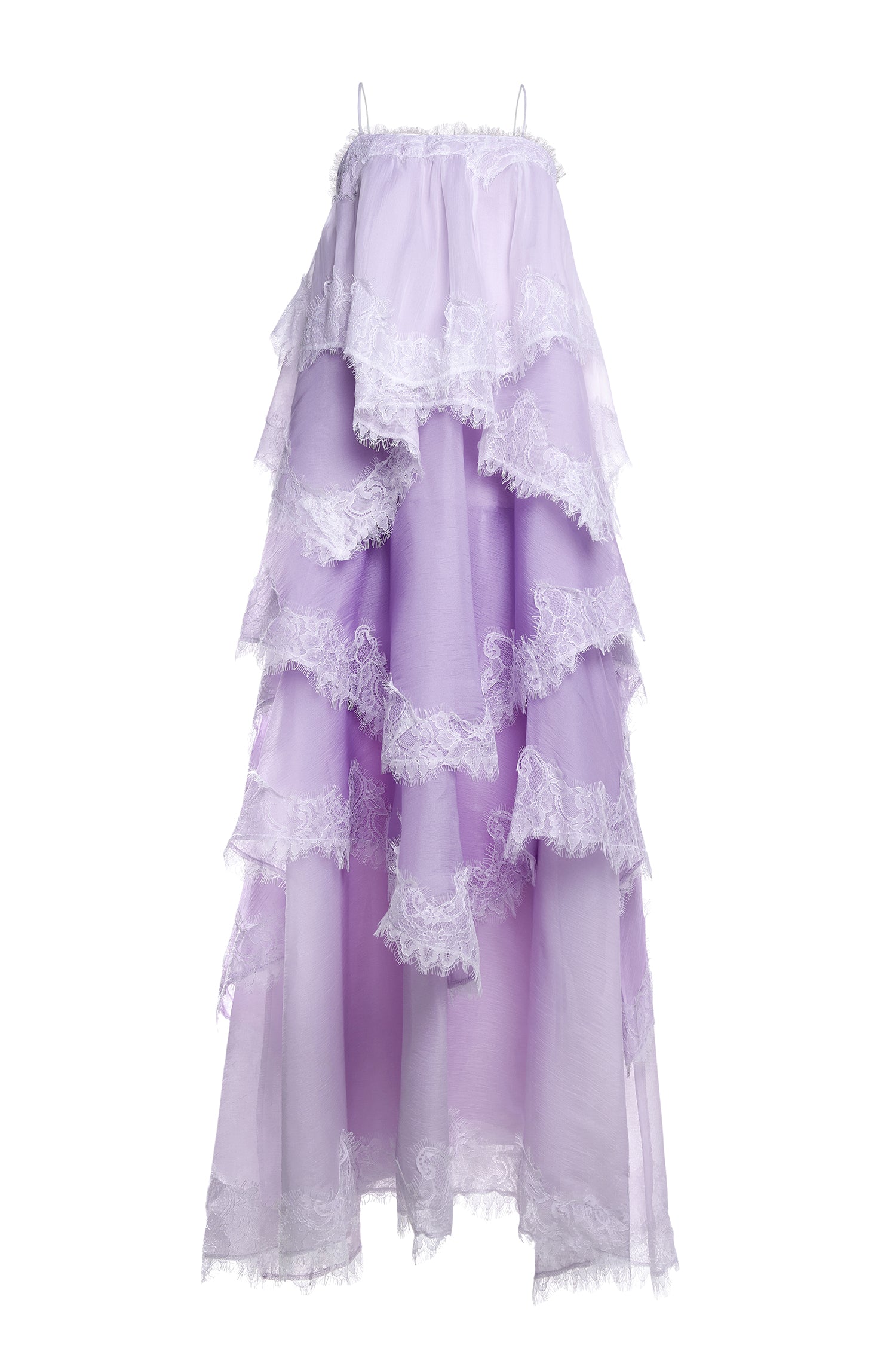 Chiffon Gradient Color Lace Maxi Dress