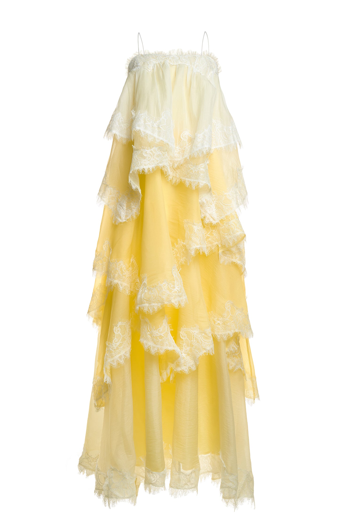 Chiffon Gradient Color Lace Maxi Dress