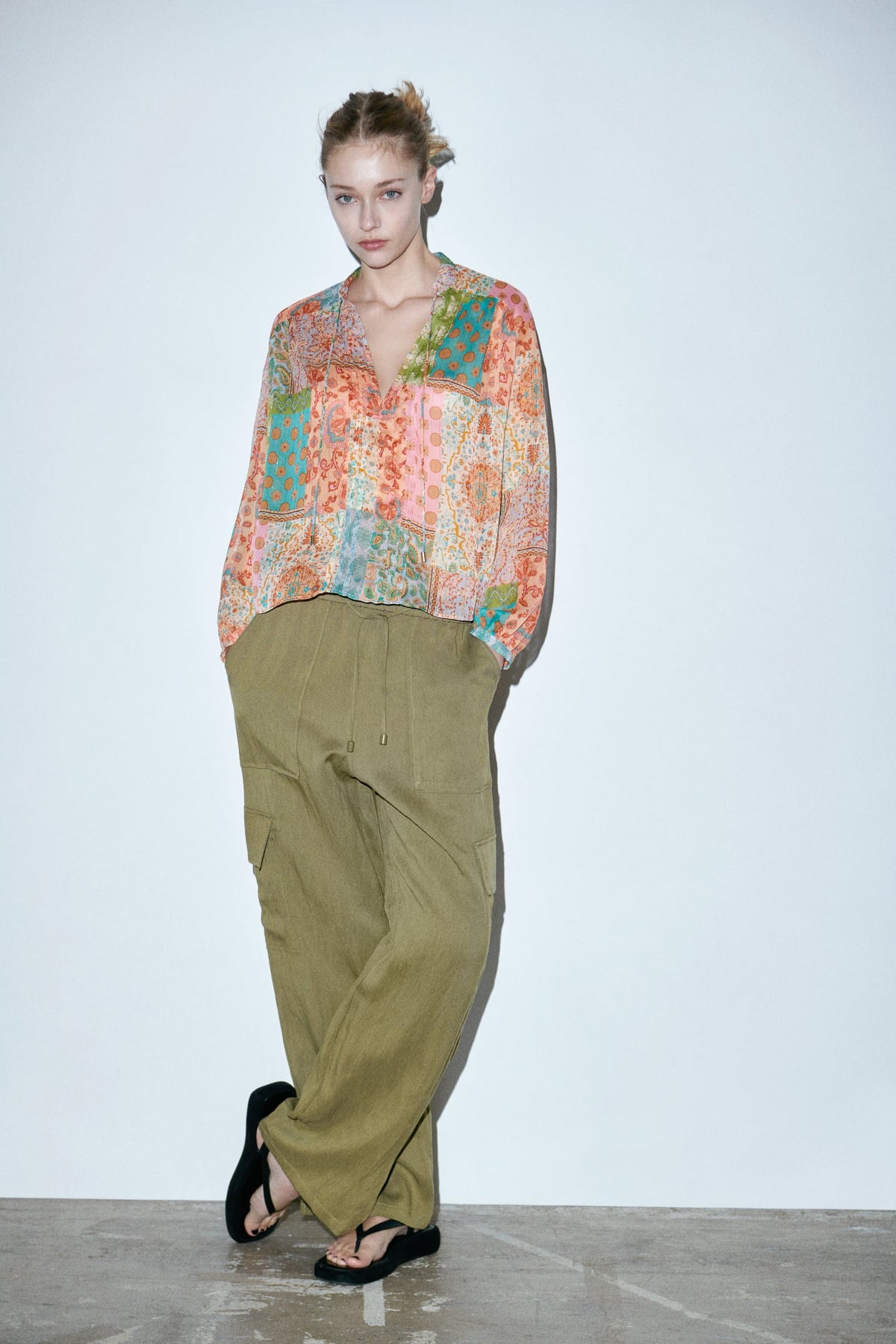 Floral Color Block Blouse
