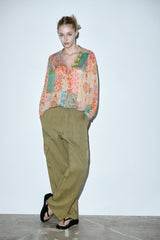 Floral Color Block Blouse