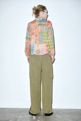 Floral Color Block Blouse