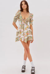 Floral Lace Puff Sleeve Mini Dress