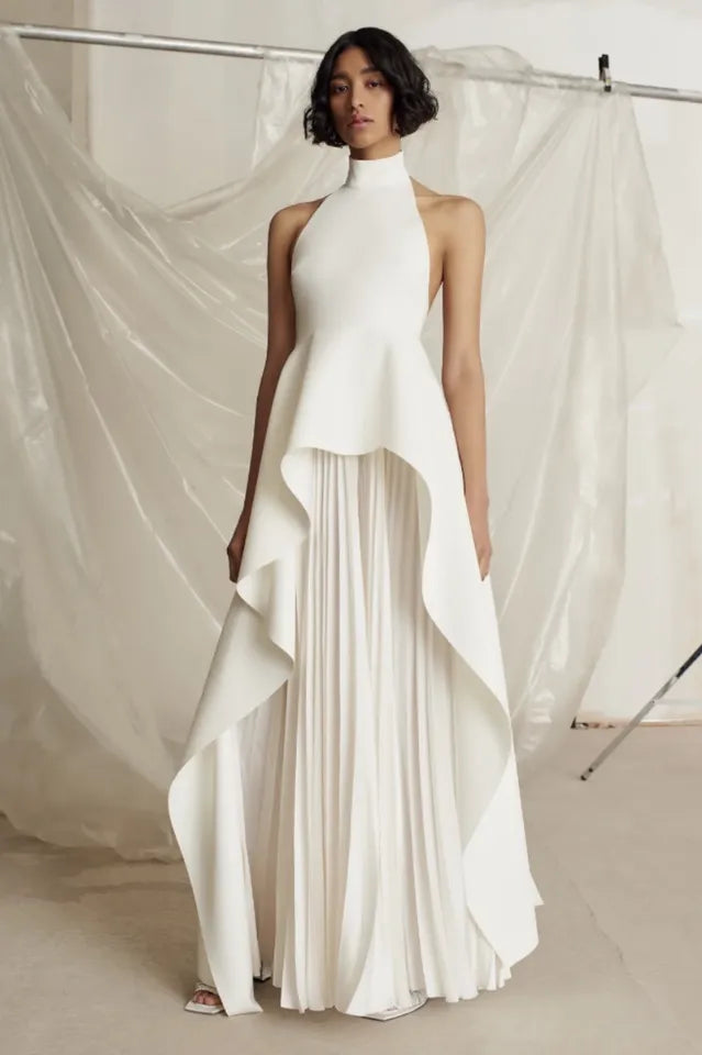 Sleeveless Backless Asymmetric Top & Maxi Skirt Set