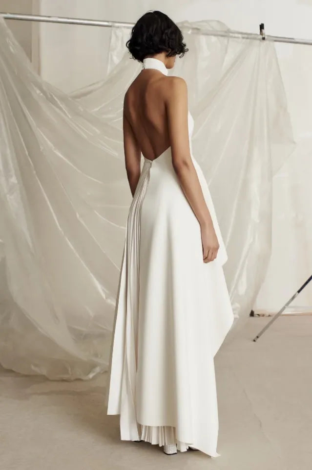 Sleeveless Backless Asymmetric Top & Maxi Skirt Set