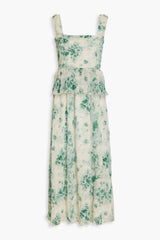 Abstract Print Cami Square Collar Ruffle Midi Dress
