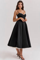 Lace Mesh Sweetheart Neck Midi Dress