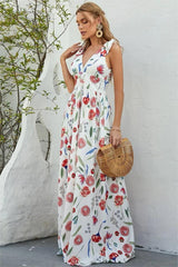 Floral Lace Up Sleeveless Midi Dress