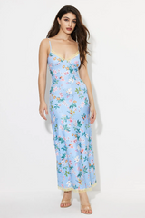 Lace Floral Sleeveless V-Neck Midi Dress