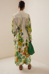 Floral Lantern Sleeve Bottom Midi Dress